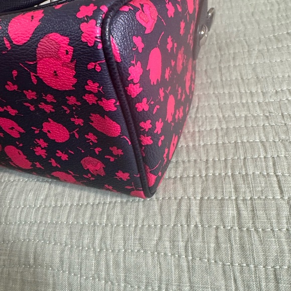 EUC-COACH Floral Mini Bennet Satchel Coated Cavas F55466 Handbag Pink Navy - Picture 14 of 16